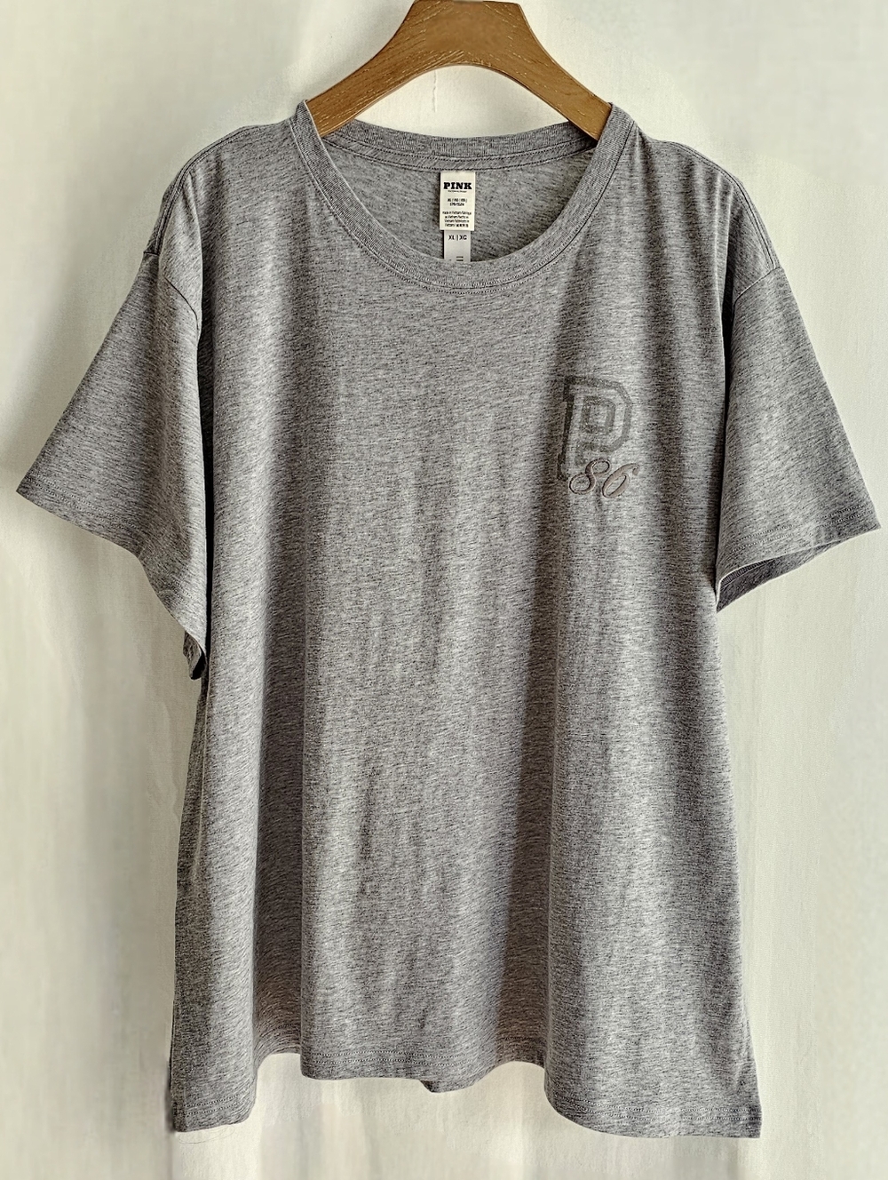 PINK Victoria's Secret Campus Cotton Tee - Medium Heather Grey